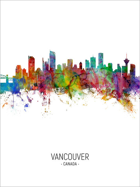 Vancouver Canada Skyline Cityscape Poster Art Print