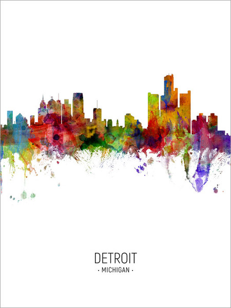 Detroit Michigan Skyline Cityscape Poster Art Print