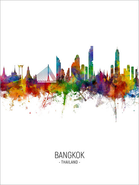 Bangkok Thailand Skyline Cityscape Poster Art Print