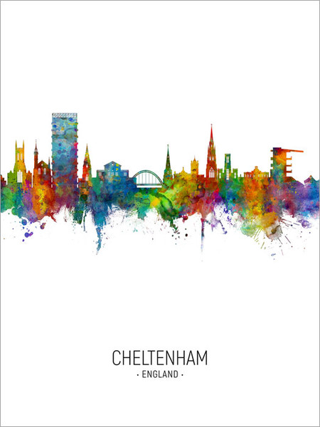 Cheltenham England Skyline Cityscape Poster Art Print
