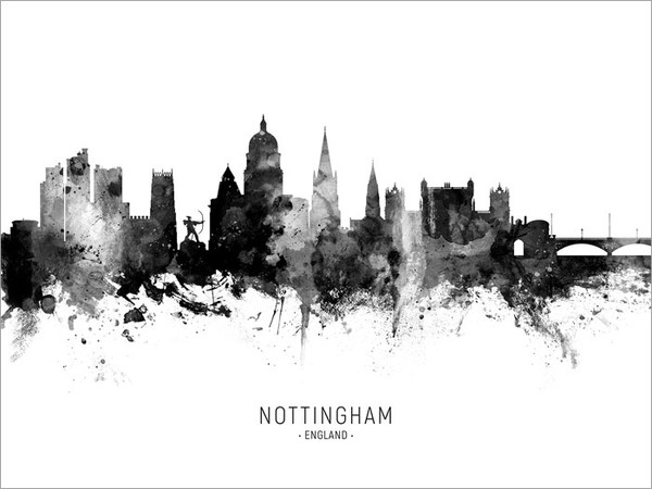 Nottingham England Skyline Cityscape Poster Art Print