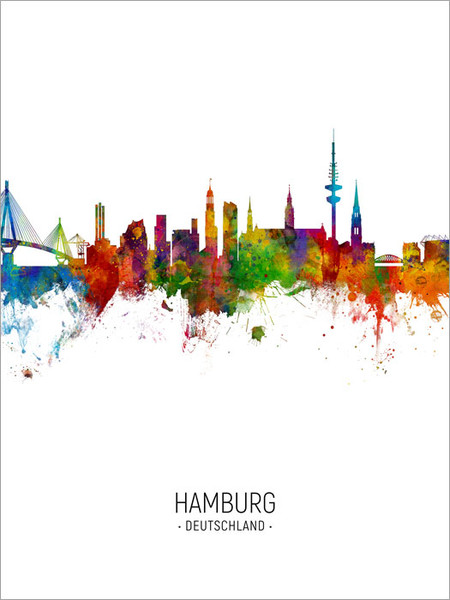 Hamburg Germany Skyline Cityscape Poster Art Print