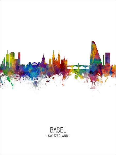 Basel Switzerland Skyline Cityscape Poster Art Print