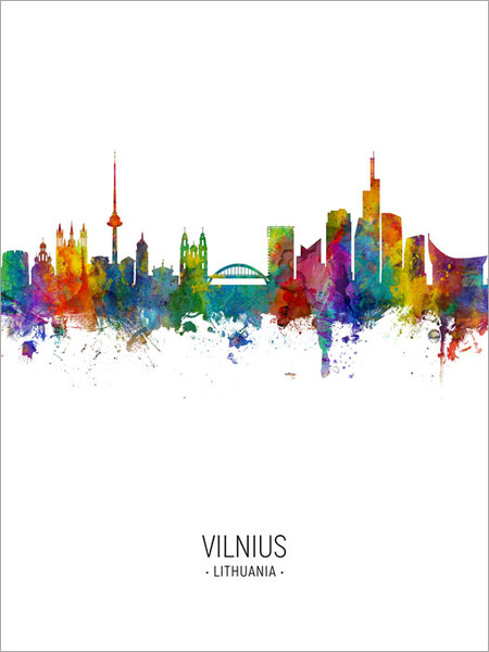 Vilnius Lithuania Skyline Cityscape Poster Art Print
