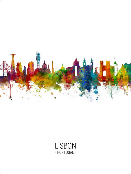 Lisbon Portugal Skyline Cityscape Poster Art Print