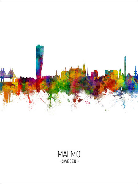 Malmo Sweden Skyline Cityscape Poster Art Print