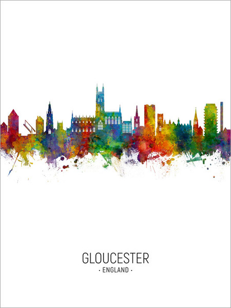 Gloucester England Skyline Cityscape Poster Art Print