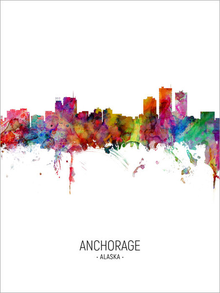 Anchorage Alaska Skyline Cityscape Poster Art Print