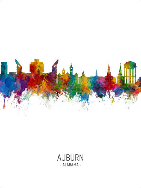 Auburn Alabama Skyline Cityscape Poster Art Print