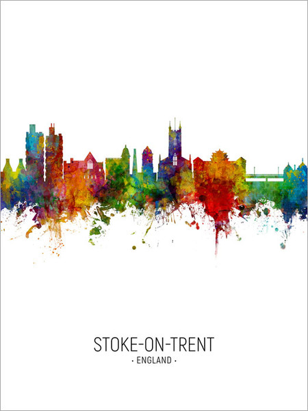 Stoke-on-Trent England Skyline Cityscape Poster Art Print