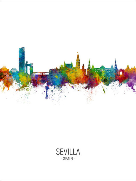 Sevilla Spain Skyline Cityscape Poster Art Print