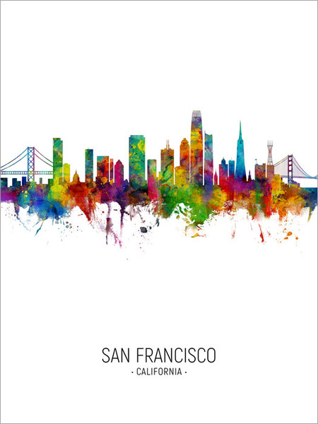 San Francisco California Skyline Cityscape Poster Art Print