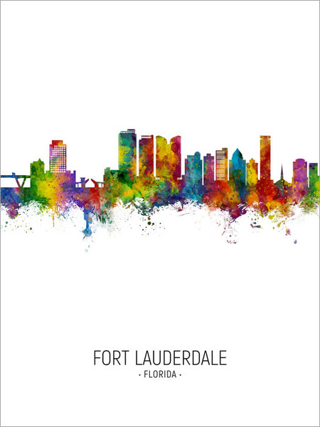 Fort Lauderdale Florida Skyline Cityscape Poster Art Print