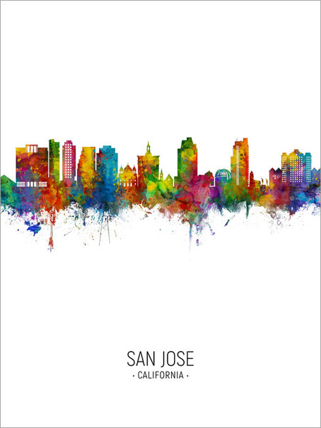 San Jose California Skyline Cityscape Poster Art Print