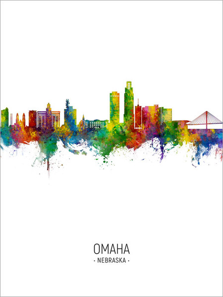 Omaha Nebraska Skyline Cityscape Poster Art Print