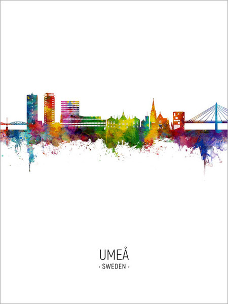 Umeå Sweden Skyline Cityscape Poster Art Print