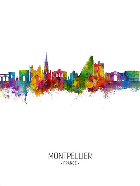 Montpellier France Skyline Cityscape Poster Art Print