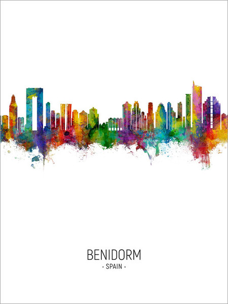 Benidorm Spain Skyline Cityscape Poster Art Print