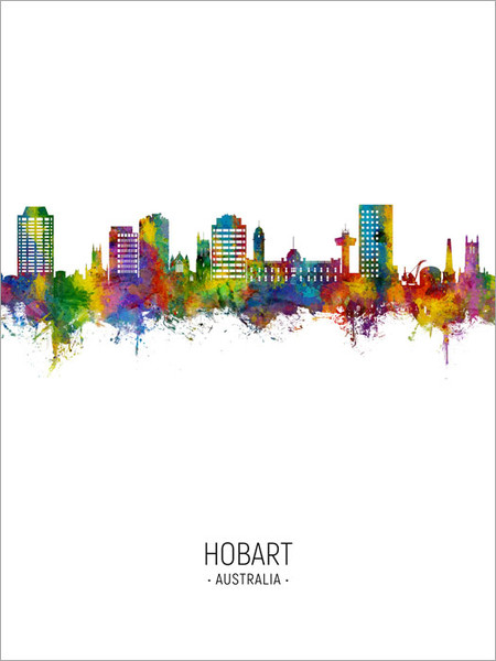 Hobart Australia Skyline Cityscape Poster Art Print