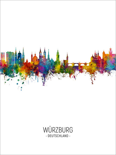 Würzburg Deutschland Skyline Cityscape Poster Art Print