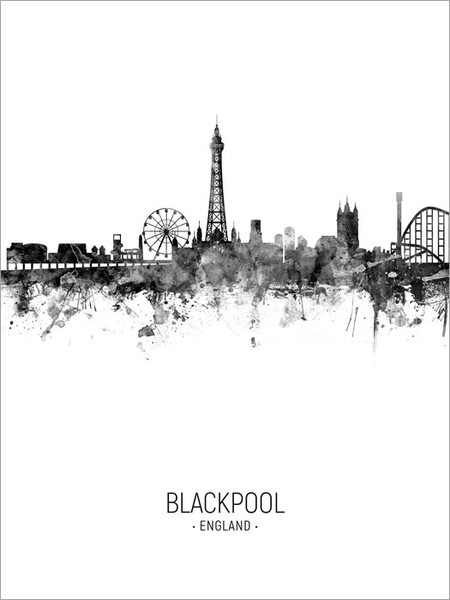 Blackpool England Skyline Cityscape Poster Art Print