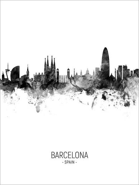 Barcelona Spain Skyline Cityscape Poster Art Print