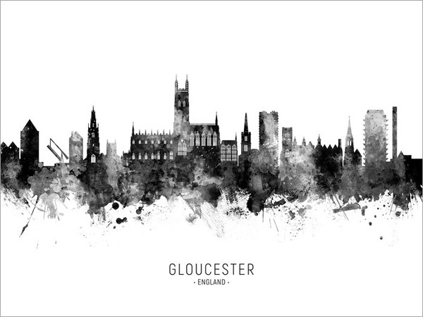 Gloucester England Skyline Cityscape Poster Art Print