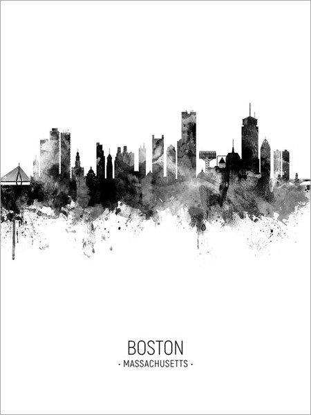 Boston Massachusetts Skyline Cityscape Poster Art Print