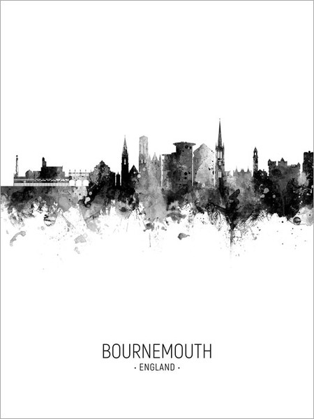 Bournemouth England Skyline Cityscape Poster Art Print