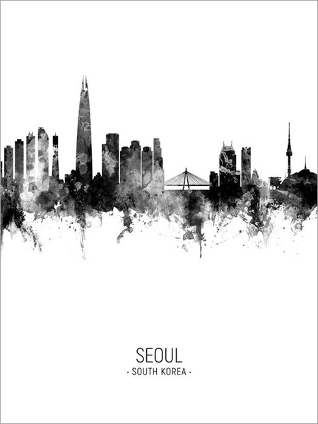 Seoul South Korea Skyline Cityscape Poster Art Print