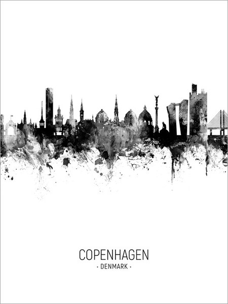 Copenhagen Denmark Skyline Cityscape Poster Art Print