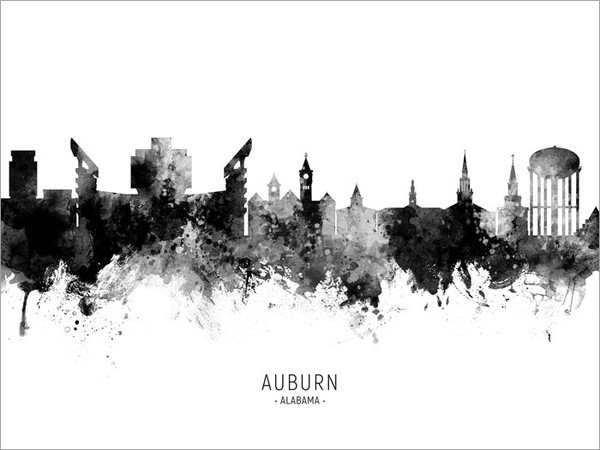 Auburn Alabama Skyline Cityscape Poster Art Print