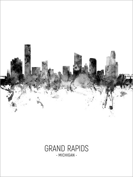 Grand Rapids Michigan Skyline Cityscape Poster Art Print