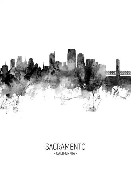 Sacramento California Skyline Cityscape Poster Art Print