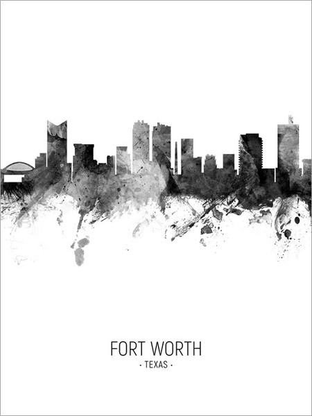 Fort Worth Texas Skyline Cityscape Poster Art Print