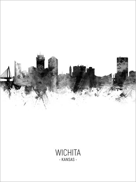 Wichita Kansas Skyline Cityscape Poster Art Print
