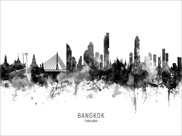 Bangkok Thailand Skyline Cityscape Poster Art Print