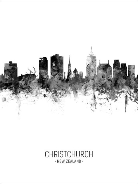 Christchurch New Zealand Skyline Cityscape Poster Art Print