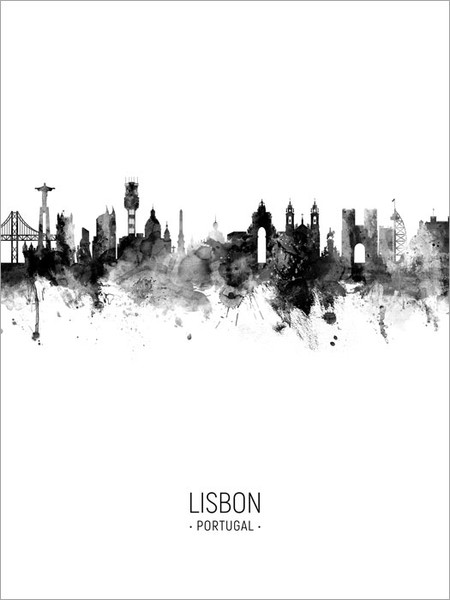 Lisbon Portugal Skyline Cityscape Poster Art Print