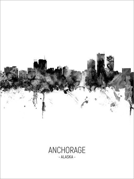 Anchorage Alaska Skyline Cityscape Poster Art Print