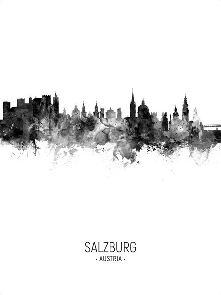 Salzburg Austria Skyline Cityscape Poster Art Print