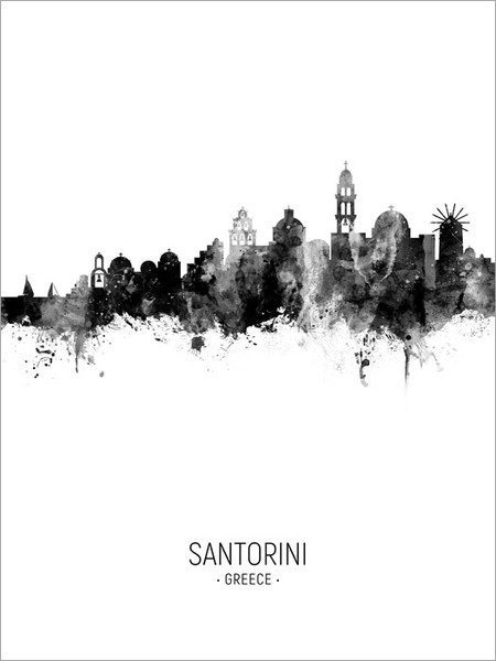 Santorini Greece Skyline Cityscape Poster Art Print