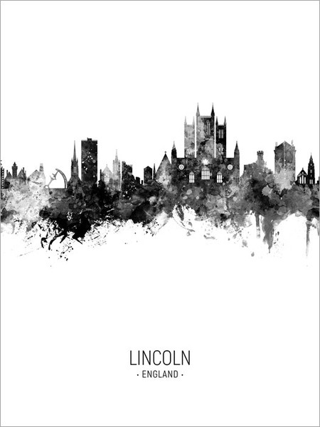 Lincoln England Skyline Cityscape Poster Art Print
