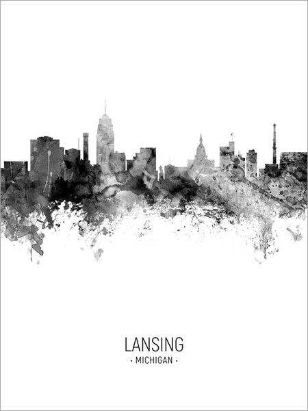Lansing Michigan Skyline Cityscape Poster Art Print