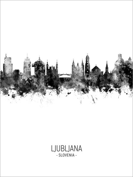 Ljubljana Slovenia Skyline Cityscape Poster Art Print