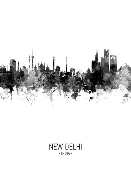 New Delhi India Skyline Cityscape Poster Art Print