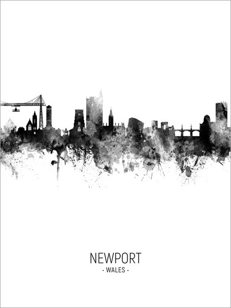 Newport Wales Skyline Cityscape Poster Art Print