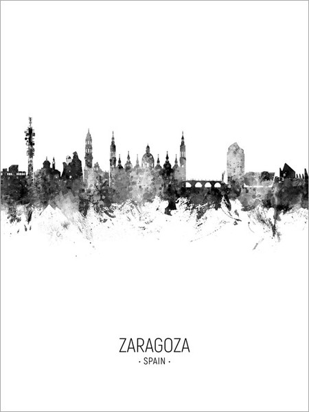 Zaragoza Spain Skyline Cityscape Poster Art Print