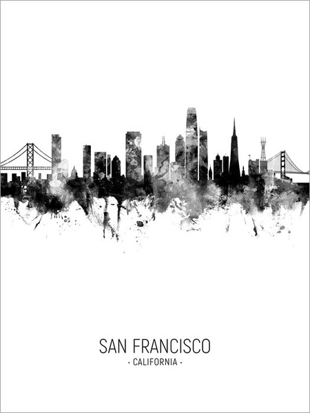 San Francisco California Skyline Cityscape Poster Art Print
