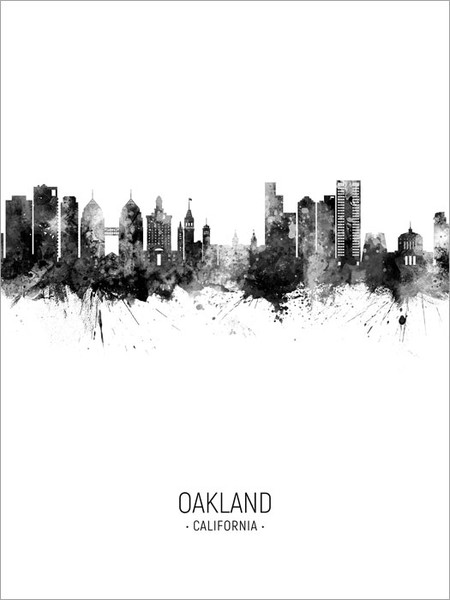 Oakland California Skyline Cityscape Poster Art Print